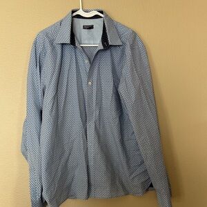 Van Heusen Blue Patterned Long Sleeve Shirt XL 17-17 1/2